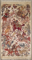 3’2”X4’11” Rug Pak Persian Hunting shakargha Six Horses