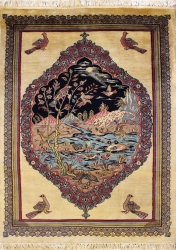 2’10”X4’4” Rug Pictorial Hunting Shikargah