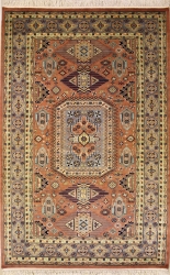 5’1”X8’3” Rug Caucasian Light Copper, Carrot With Gray