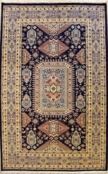 5’2”X8’2” Rug Caucasian Blue, Carrot With Gray Color