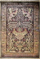 3’4”X5’1” Rug Tribal Hunting Shikargha in All Silk